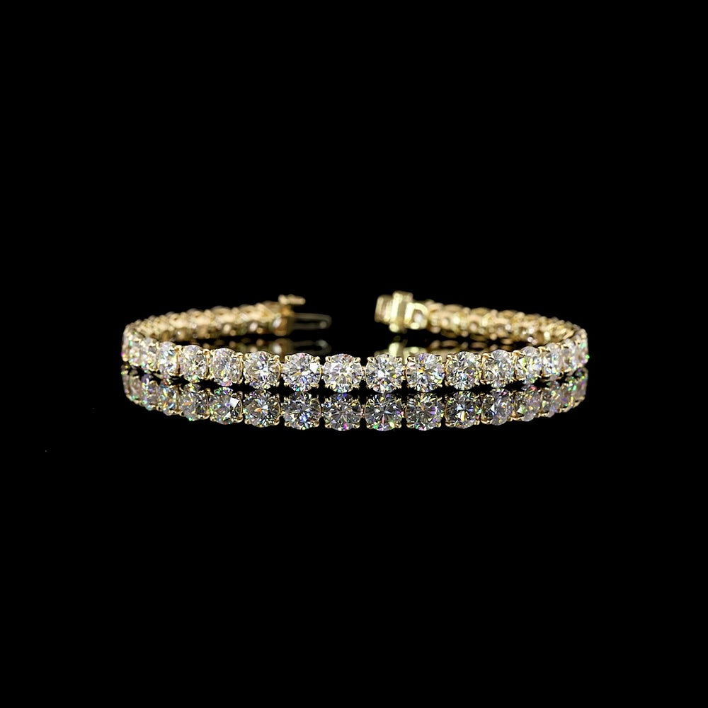 14K Yellow Gold 7.5" Tennis Bracelet with 36 Prong-Set Round Lab Diamonds - 15.60 Carat Total Diamond Weight - Covaloro Fine Jewelry