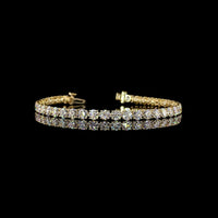 14K Yellow Gold 7.5" Tennis Bracelet with 39 Prong-Set Round Lab Diamonds - 9.28 Carats Total Diamond Weight - Covaloro Fine Jewelry