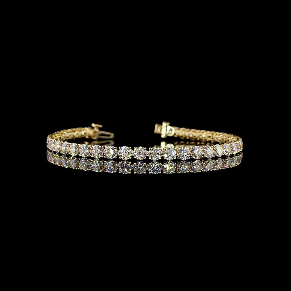 14K Yellow Gold 7.5" Tennis Bracelet with 39 Prong-Set Round Lab Diamonds - 9.28 Carats Total Diamond Weight - Covaloro Fine Jewelry