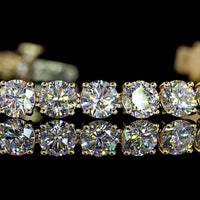 14K Yellow Gold 7.5" Tennis Bracelet with 39 Prong-Set Round Lab Diamonds - 9.28 Carats Total Diamond Weight - Covaloro Fine Jewelry