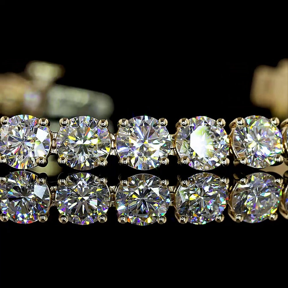 14K Yellow Gold 7.5" Tennis Bracelet with 39 Prong-Set Round Lab Diamonds - 9.28 Carats Total Diamond Weight - Covaloro Fine Jewelry