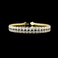 14K Yellow Gold 7.5" Tennis Bracelet with 40 Round Brilliant Cut Lab Diamonds - 12.77 Carat Total Weight, E-F Color VS2 Clarity - Covaloro Fine Jewelry