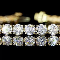 14K Yellow Gold 7.5" Tennis Bracelet with 40 Round Brilliant Cut Lab Diamonds - 12.77 Carat Total Weight, E-F Color VS2 Clarity - Covaloro Fine Jewelry