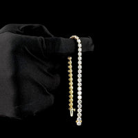 14K Yellow Gold 7.5" Tennis Bracelet with 40 Round Brilliant Cut Lab Diamonds - 12.77 Carat Total Weight, E-F Color VS2 Clarity - Covaloro Fine Jewelry