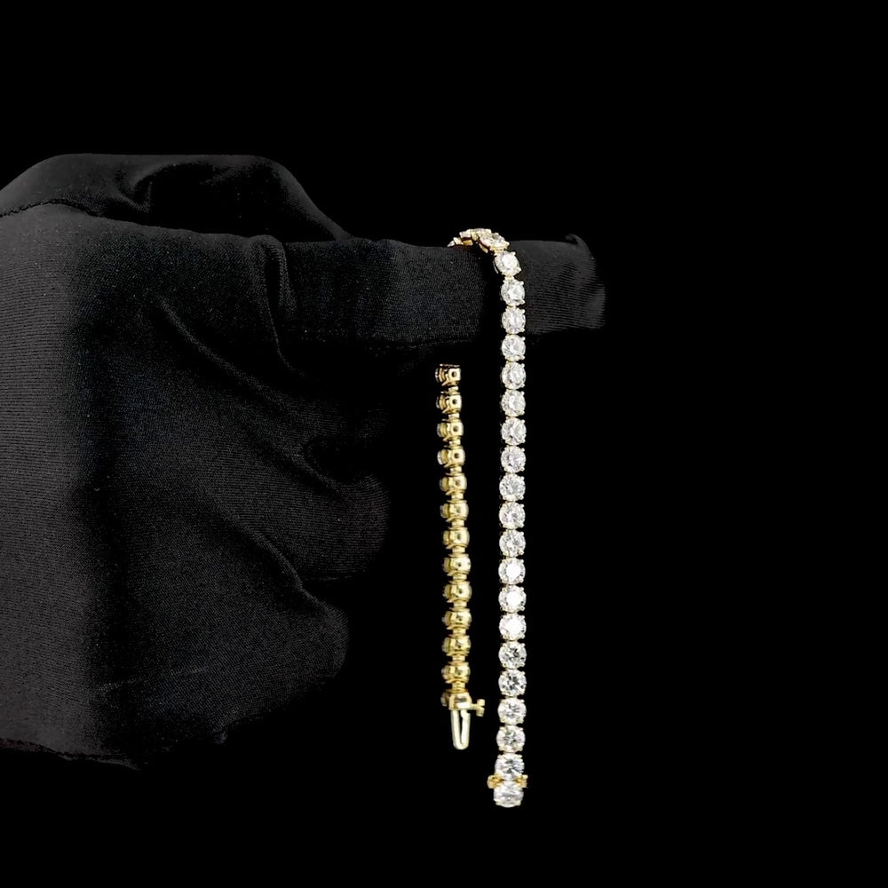 14K Yellow Gold 7.5" Tennis Bracelet with 40 Round Brilliant Cut Lab Diamonds - 12.77 Carat Total Weight, E-F Color VS2 Clarity - Covaloro Fine Jewelry