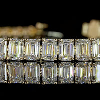 14K Yellow Gold 7.5" Tennis Bracelet with 50 Prong-Set Emerald Cut Lab Diamonds - 14.85 Total Carat Weight, E-F Color, VS1 Clarity - Covaloro Fine Jewelry