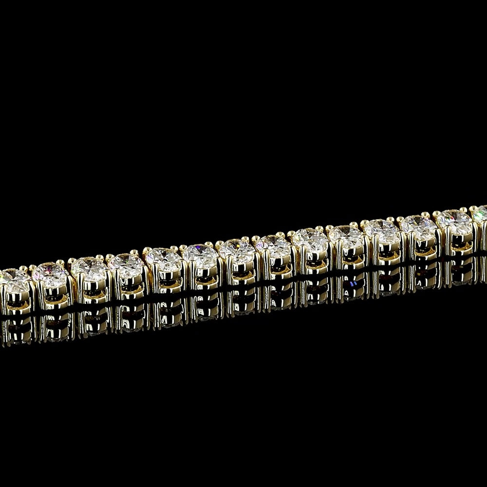 14K Yellow Gold 7.5" Tennis Bracelet with 57 Oval Cut Lab Grown Diamonds - 8.12 Carat Total Diamond Weight, E-F Color VS1 Clarity - Covaloro Fine Jewelry