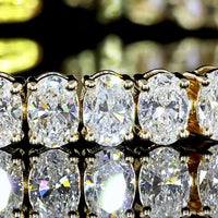 14K Yellow Gold 7.5" Tennis Bracelet with 57 Oval Cut Lab Grown Diamonds - 8.12 Carat Total Diamond Weight, E-F Color VS1 Clarity - Covaloro Fine Jewelry