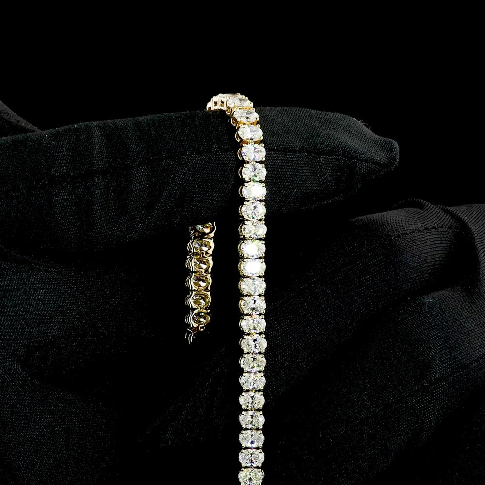 14K Yellow Gold 7.5" Tennis Bracelet with 57 Oval Cut Lab Grown Diamonds - 8.12 Carat Total Diamond Weight, E-F Color VS1 Clarity - Covaloro Fine Jewelry