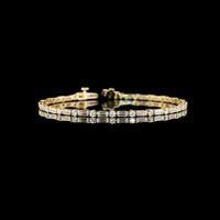 14K Yellow Gold 7.5" Tennis Bracelet with Alternating Baguette and Brilliant Cut Lab Diamonds - 4.03 Carat Total Weight, E-F VS Clarity - Covaloro Fine Jewelry