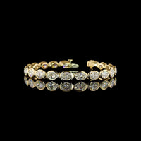 14K Yellow Gold 7.5" Tennis Bracelet with Bezel Set East-West Oval Cut Lab Diamonds - 15.00 Carat Total Weight - Covaloro Fine Jewelry