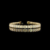 14K Yellow Gold 7.5" Tennis Bracelet with Bezel Set Emerald Cut Lab Diamonds - 15.28 Carat Total Diamond Weight - Covaloro Fine Jewelry