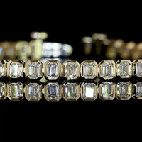14K Yellow Gold 7.5" Tennis Bracelet with Bezel Set Emerald Cut Lab-Grown Diamonds - 2.95 Carat Total Weight - Covaloro Fine Jewelry