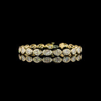 14K Yellow Gold 7.5" Tennis Bracelet with Bezel-Set Oval Cut Lab Diamonds - D VS1, 15.51 Carat Total Weight - Covaloro Fine Jewelry