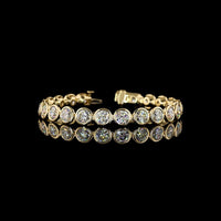 14K Yellow Gold 7.5" Tennis Bracelet with Bezel-Set Round Lab Diamonds - 20.01 Carat Total Diamond Weight - Covaloro Fine Jewelry