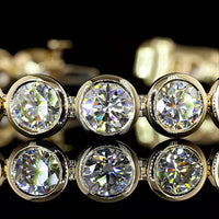 14K Yellow Gold 7.5" Tennis Bracelet with Bezel-Set Round Lab Diamonds - 20.01 Carat Total Diamond Weight - Covaloro Fine Jewelry