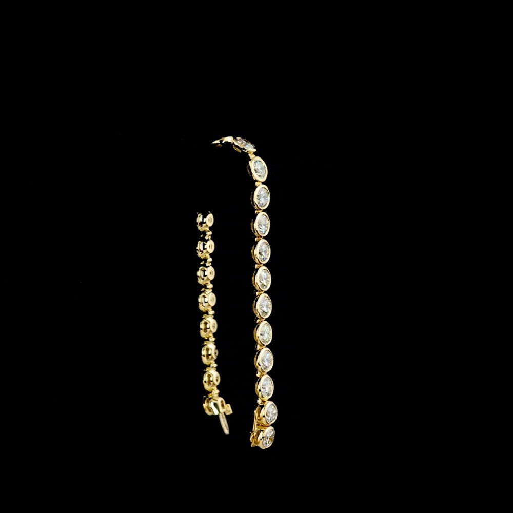 14K Yellow Gold 7.5" Tennis Bracelet with Bezel-Set Round Lab Diamonds - 20.01 Carat Total Diamond Weight - Covaloro Fine Jewelry