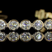 14K Yellow Gold 7.5" Tennis Bracelet with Bezel Set Round Lab Diamonds - 6.78 Carat Total Weight - Covaloro Fine Jewelry