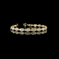 14K Yellow Gold 7.5" Tennis Bracelet with East-West Bezel-Prong Set Moval Cut Lab Diamonds - 10.23 Carat Total Diamond Weight - Covaloro Fine Jewelry