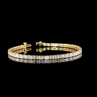 14K Yellow Gold 7.5" Tennis Bracelet with East-West Set Emerald Cut Lab Diamonds - 6.87 Carats Total Diamond Weight - Covaloro Fine Jewelry