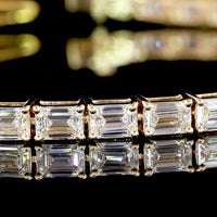 14K Yellow Gold 7.5" Tennis Bracelet with East-West Set Emerald Cut Lab Diamonds - 6.87 Carats Total Diamond Weight - Covaloro Fine Jewelry