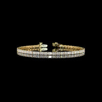 14K Yellow Gold 7.5" Tennis Bracelet with East-West Set Radiant Cut Lab Diamonds - 5.28 Carat Total Diamond Weight - Covaloro Fine Jewelry