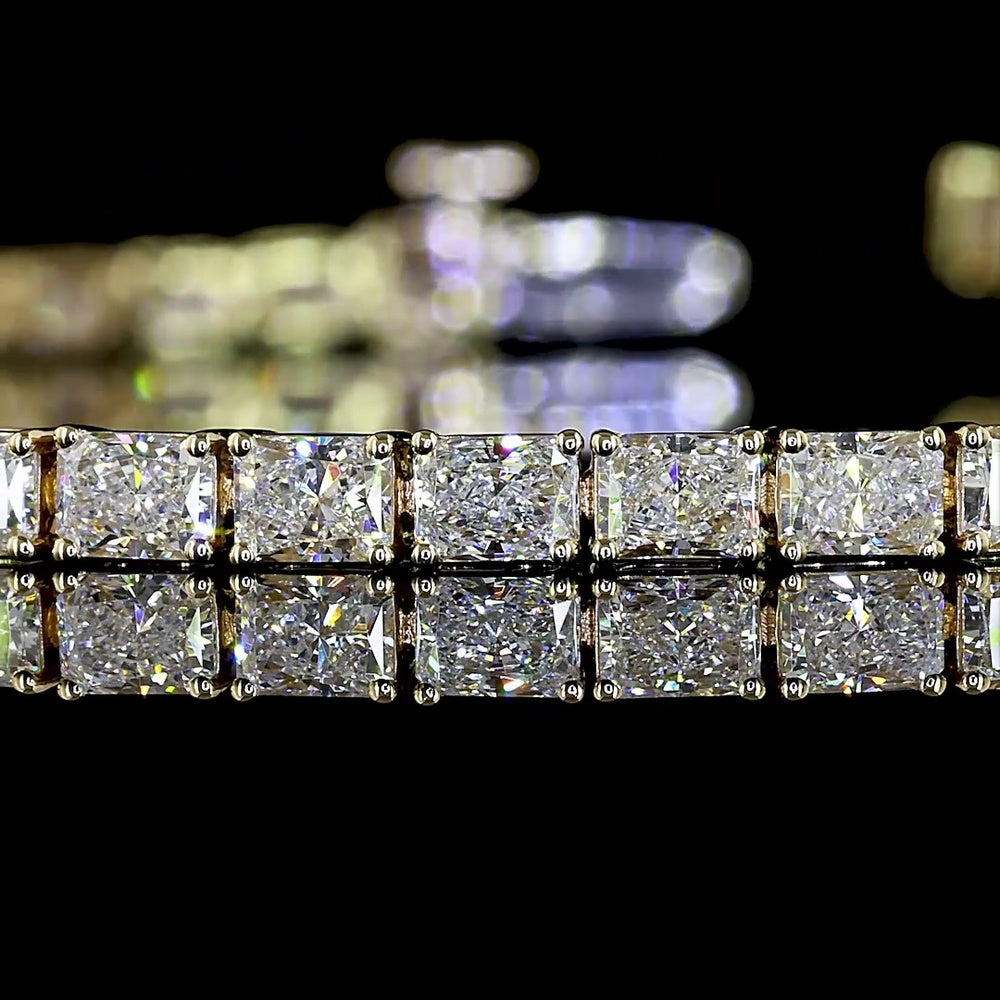 14K Yellow Gold 7.5" Tennis Bracelet with East-West Set Radiant Cut Lab Diamonds - 5.28 Carat Total Diamond Weight - Covaloro Fine Jewelry