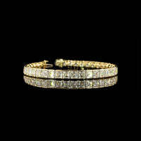 14K Yellow Gold 7.5" Tennis Bracelet with Half-Bezel Set Asscher Cut Lab Diamonds - 20.14 Carat Total Weight - Covaloro Fine Jewelry