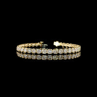 14K Yellow Gold 7.5" Tennis Bracelet with Half-Bezel Set Octagon Cut Lab Diamonds - 12.17 Carat Total Diamond Weight - Covaloro Fine Jewelry