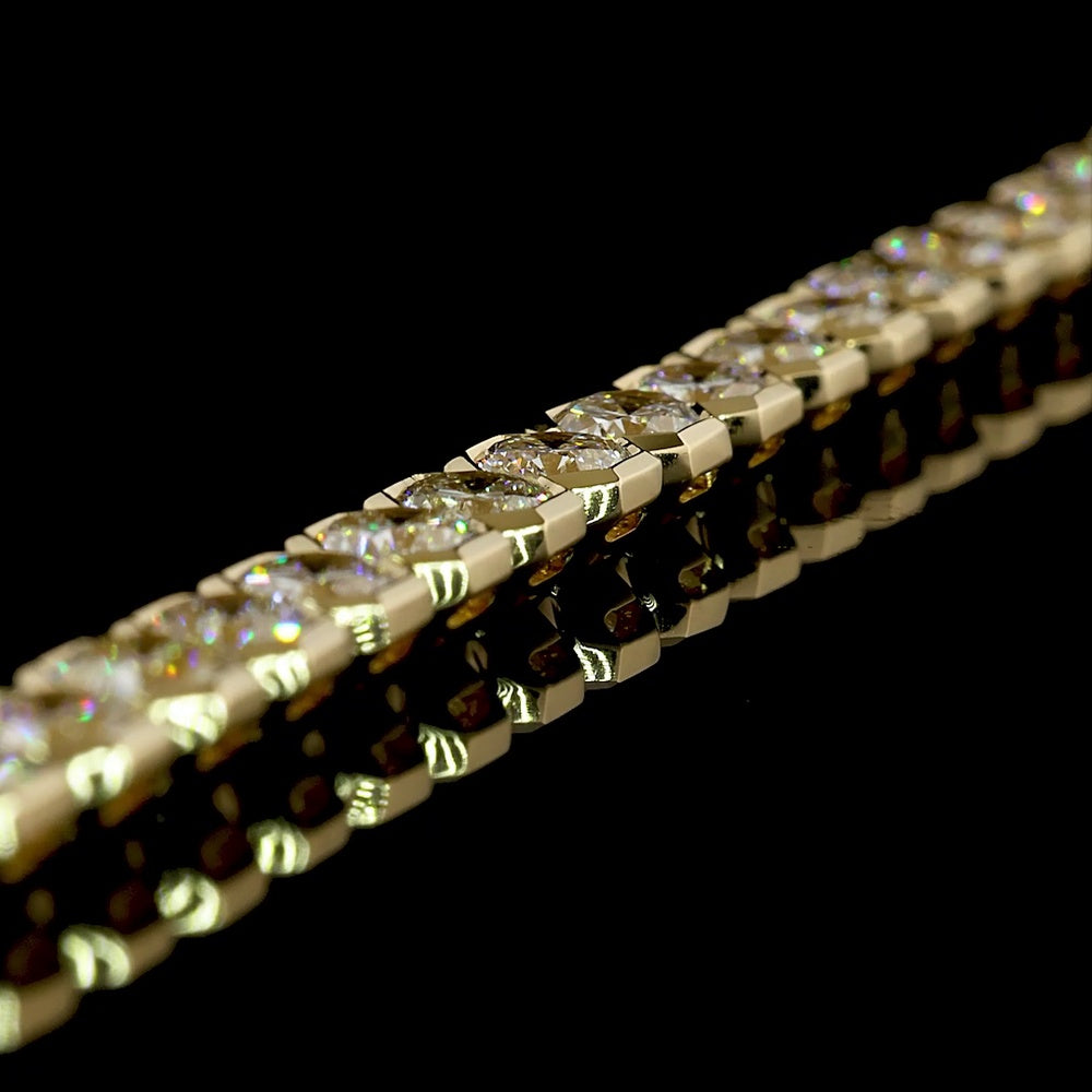 14K Yellow Gold 7.5" Tennis Bracelet with Half-Bezel Set Octagon Cut Lab Diamonds - 12.17 Carat Total Diamond Weight - Covaloro Fine Jewelry
