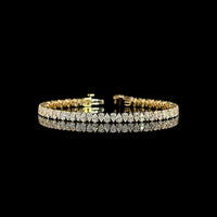 14K Yellow Gold 7.5" Tennis Bracelet with North-South Pear Cut Lab Diamonds - 6.09 Carat Total Weight, E-F VS Clarity - Covaloro Fine Jewelry