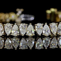 14K Yellow Gold 7.5" Tennis Bracelet with North-South Pear Shape Lab Diamonds - 9.15 Carats Total Diamond Weight - Covaloro Fine Jewelry
