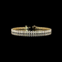 14K Yellow Gold 7.5" Tennis Bracelet with Prong Set Oval Cut Lab Diamonds - 6.76 Carat Total Diamond Weight - Covaloro Fine Jewelry