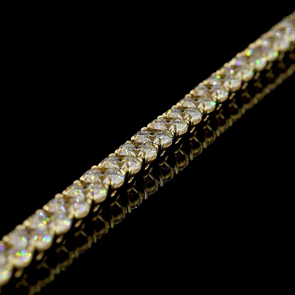 14K Yellow Gold 7.5" Tennis Bracelet with Round Brilliant and Marquise Lab Diamonds - 13.49 Carat Total Diamond Weight - Covaloro Fine Jewelry