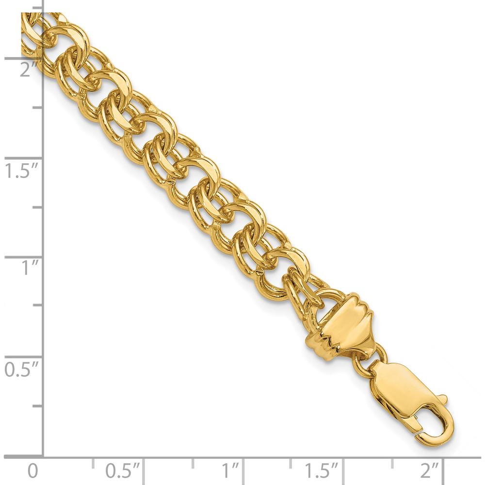 14K Yellow Gold 7.5mm Diamond-Cut Solid Heavy Double Link 8" Charm Bracelet by Oro Pregiato
