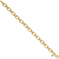14K Yellow Gold 7.5mm Fancy Double Link Bracelet - Polished Finish, 8" Length by 0