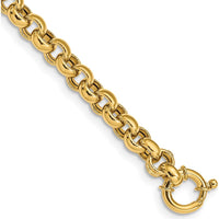 14K Yellow Gold 7.5mm Fancy Rolo Link Bracelet - Polished Finish by 0