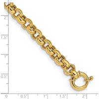 14K Yellow Gold 7.5mm Fancy Rolo Link Bracelet - Polished Finish by 0