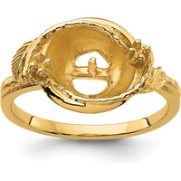 14K Yellow Gold 7.5mm Pearl & Diamond Ring Mounting with Polished Band by Oro Pregiato
