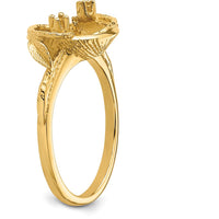 14K Yellow Gold 7.5mm Pearl & Diamond Ring Mounting with Polished Band by Oro Pregiato