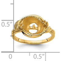 14K Yellow Gold 7.5mm Pearl & Diamond Ring Mounting with Polished Band by Oro Pregiato