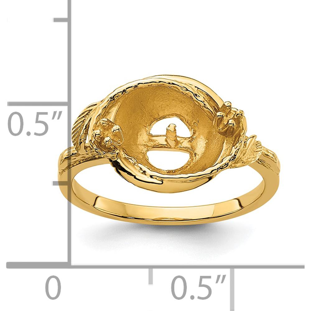 14K Yellow Gold 7.5mm Pearl & Diamond Ring Mounting with Polished Band by Oro Pregiato