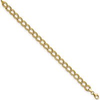 14K Yellow Gold 7.5mm Polished Double Link Bracelet with Fancy Lobster Clasp - 7.5" Length by 0