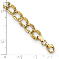 14K Yellow Gold 7.5mm Polished Double Link Bracelet with Fancy Lobster Clasp - 7.5" Length by 0