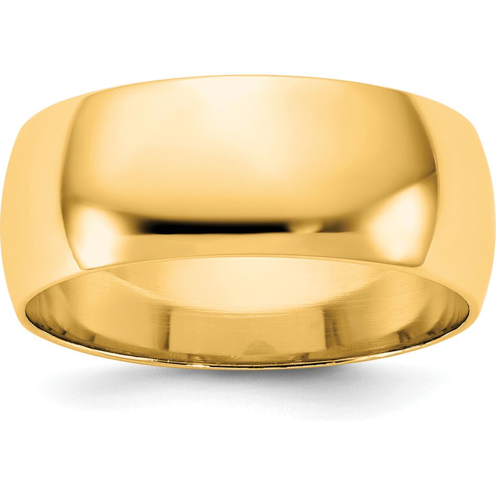 14K Yellow Gold 7.5mm Polished Half Round Wedding Band - Size 12 by Luciano & Cie