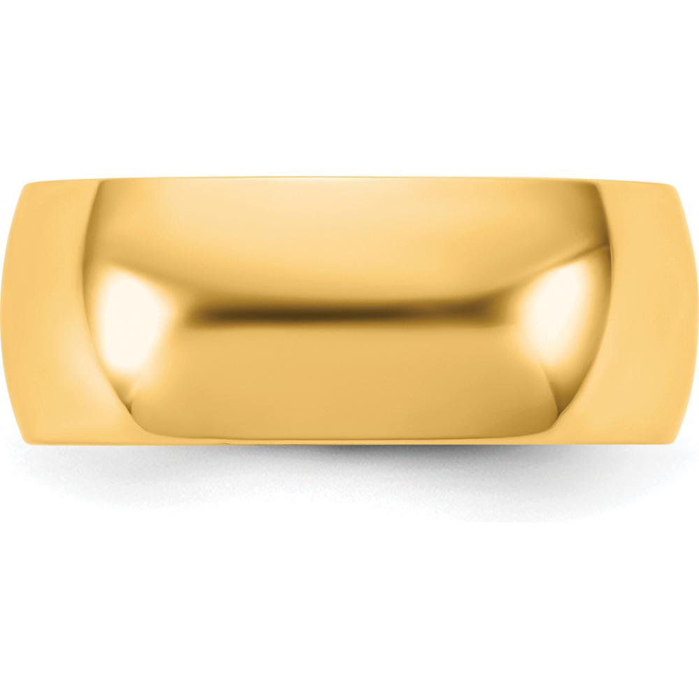 14K Yellow Gold 7.5mm Polished Half Round Wedding Band - Size 12 by Luciano & Cie