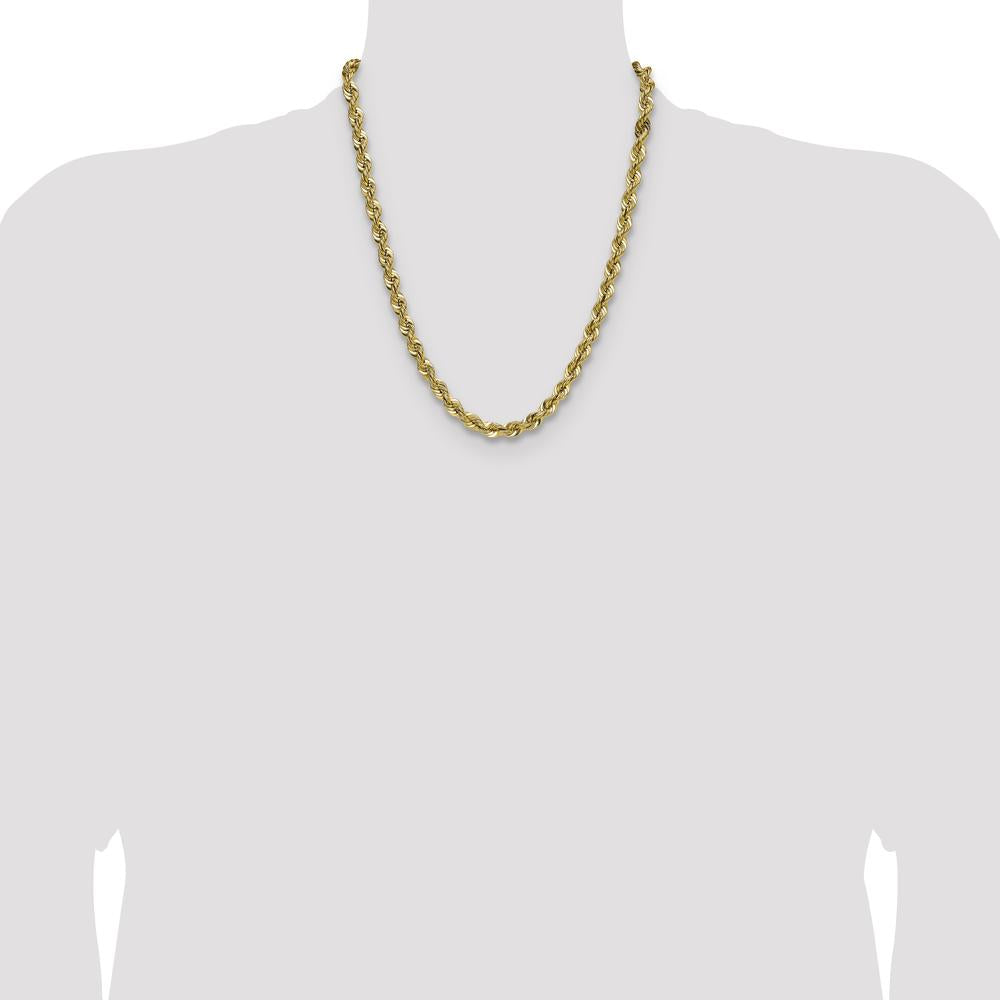 14K Yellow Gold 7.5mm Regular Rope Chain - 22"