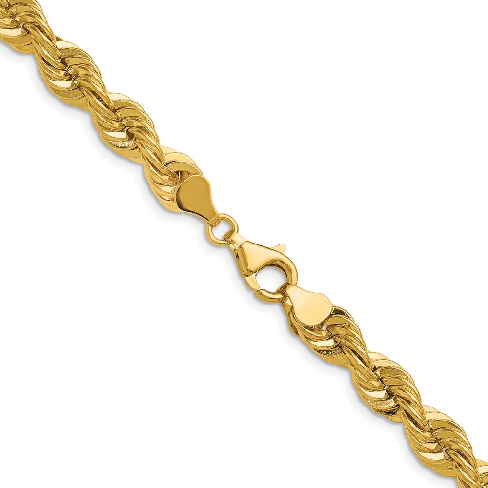 14K Yellow Gold 7.5mm Regular Rope Chain - 26" with Fancy Lobster Clasp
