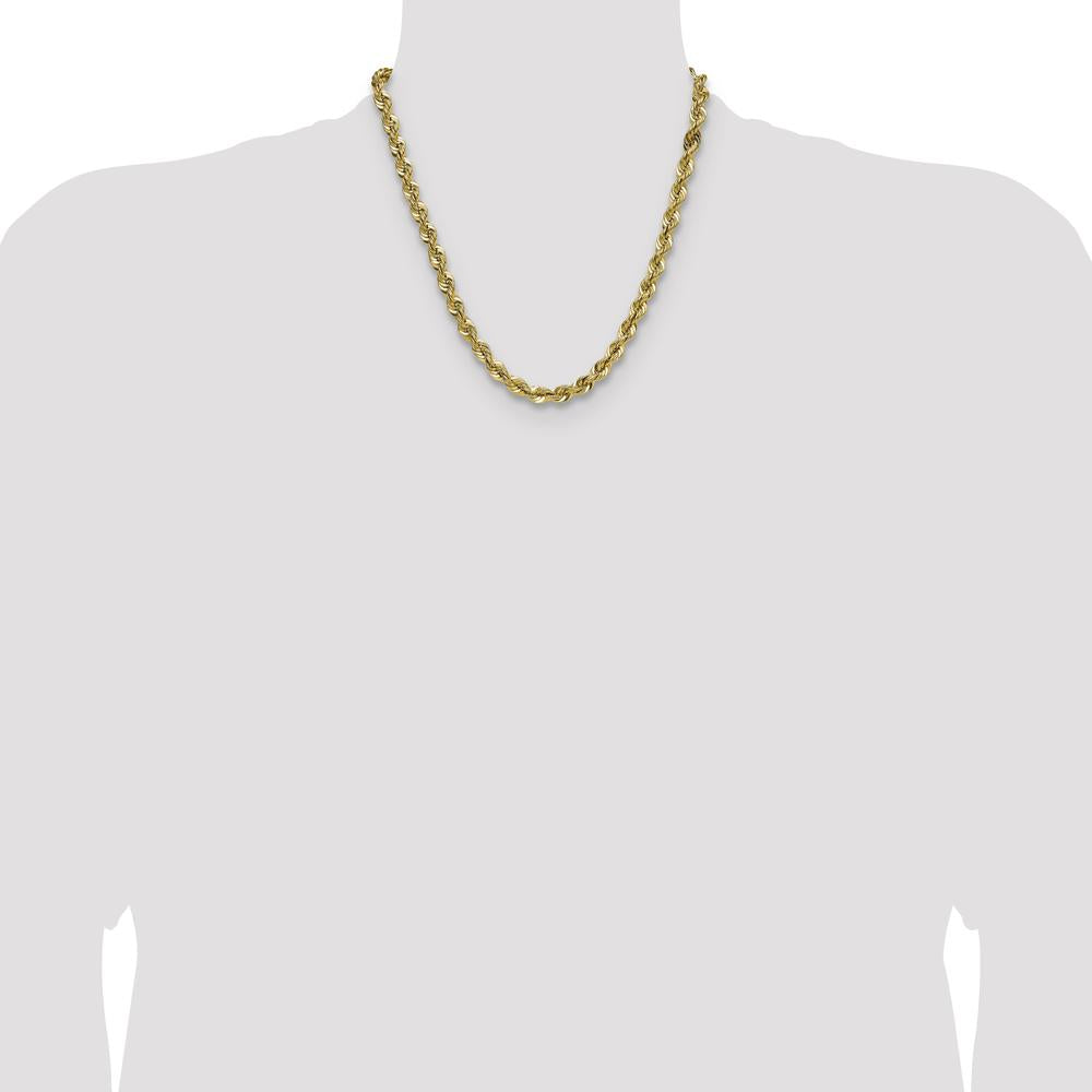 14K Yellow Gold 7.5mm Regular Rope Chain Necklace - 20" Length