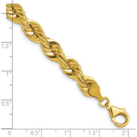 14K Yellow Gold 7.5mm Regular Rope Chain Necklace - 8" Length